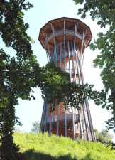 Tour de Sauvabelin look up from forest